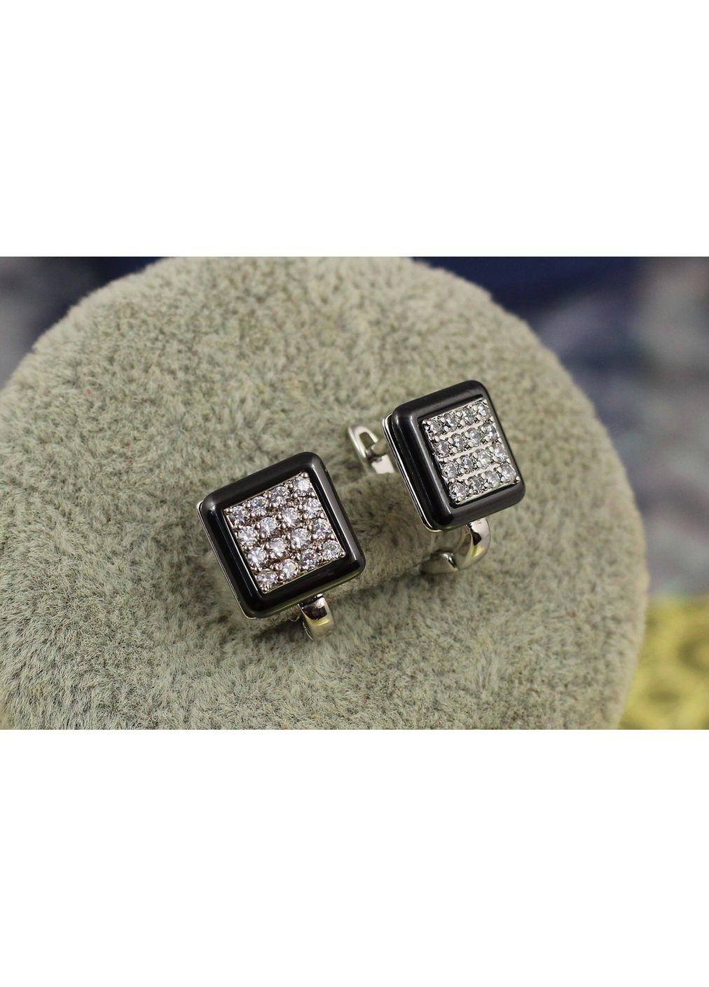 Серьги окошко с черной керамикой 10 мм серебристые love-shopping Xuping Jewelry (354660721)