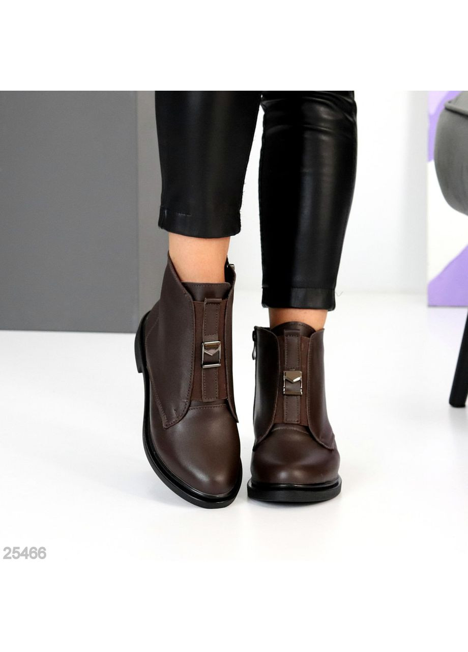 Черевики жіночі Seline натуральна шкіра шоколадні No Brand (361850342)