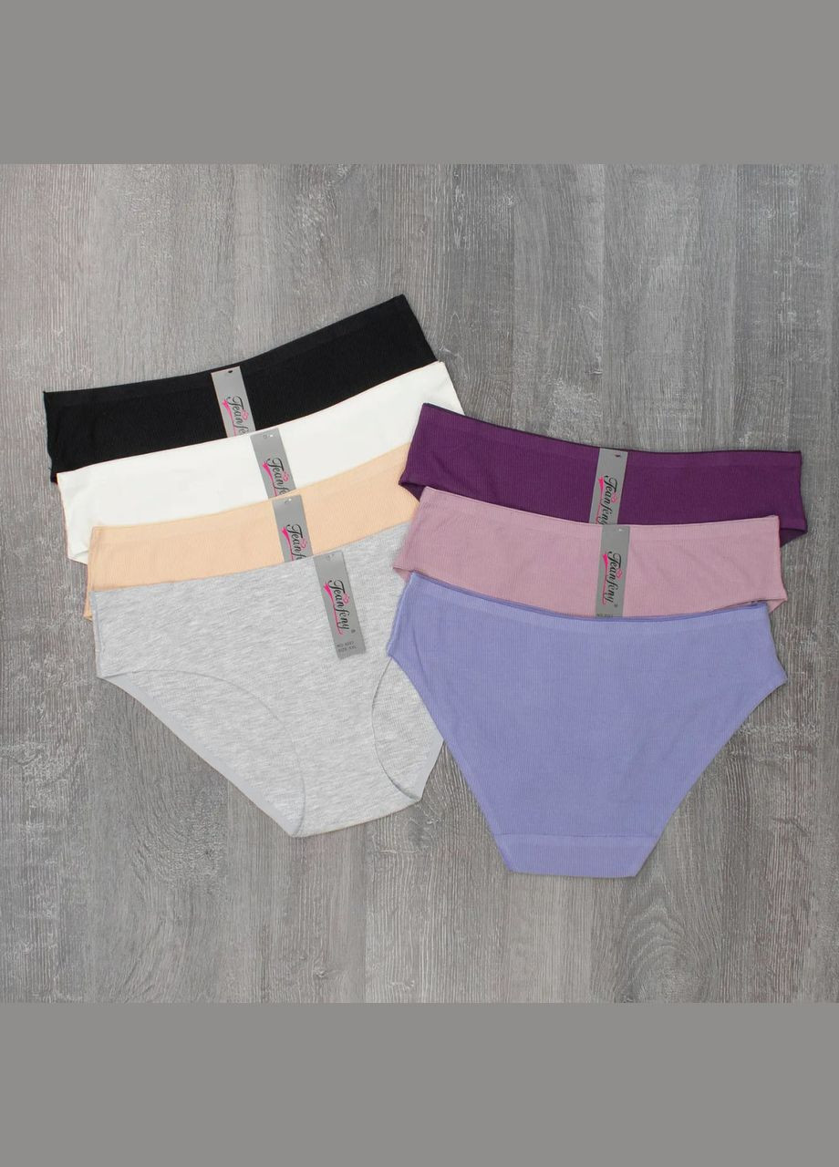 Набір жіночих безшовних трусиків сліп у рубчік 7 шт No Brand Сліп (315723378)