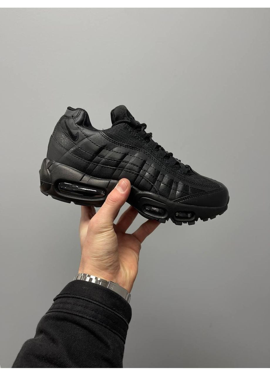 Черные демисезонные кроссовки мужские nike air max 95 full black найк аир макс 95 No Brand