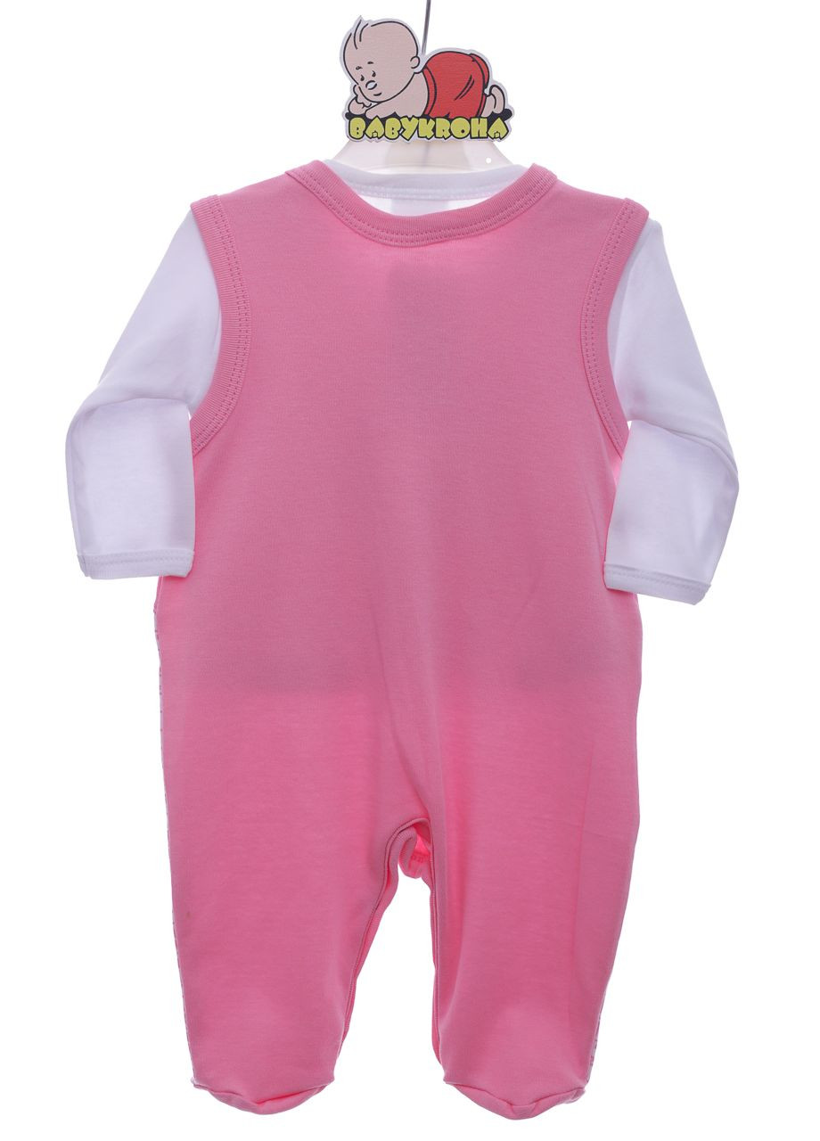 Розовый демисезонный распашонка, ползунки и шапочка трикотажные для девочки клоун розовые 62 см (37008) BABYKROHA