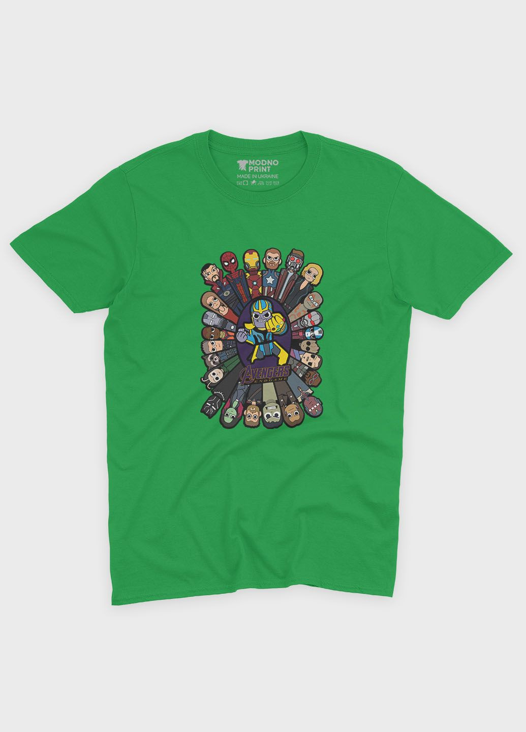 Зелена демісезонна футболка для дівчинки з принтом супергероями - месники (ts001-1-keg-006-025-007-g) Modno