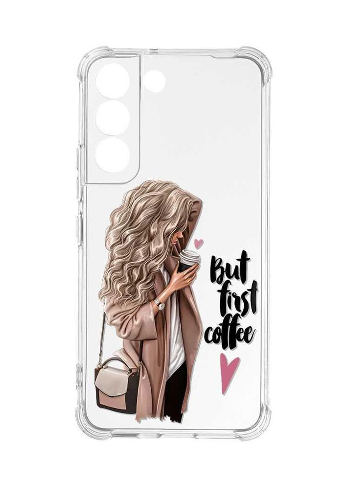 Чехол с утолщёнными углами на Samsung Galaxy S22:: Девушка с кофе (принт 114) Creative (360670254)