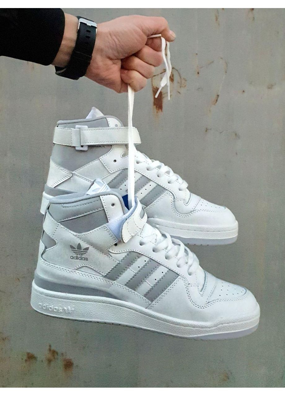 Серые демисезонные кроссовки мужские adidas forum 84 high white grey адидас форум 84 No Brand