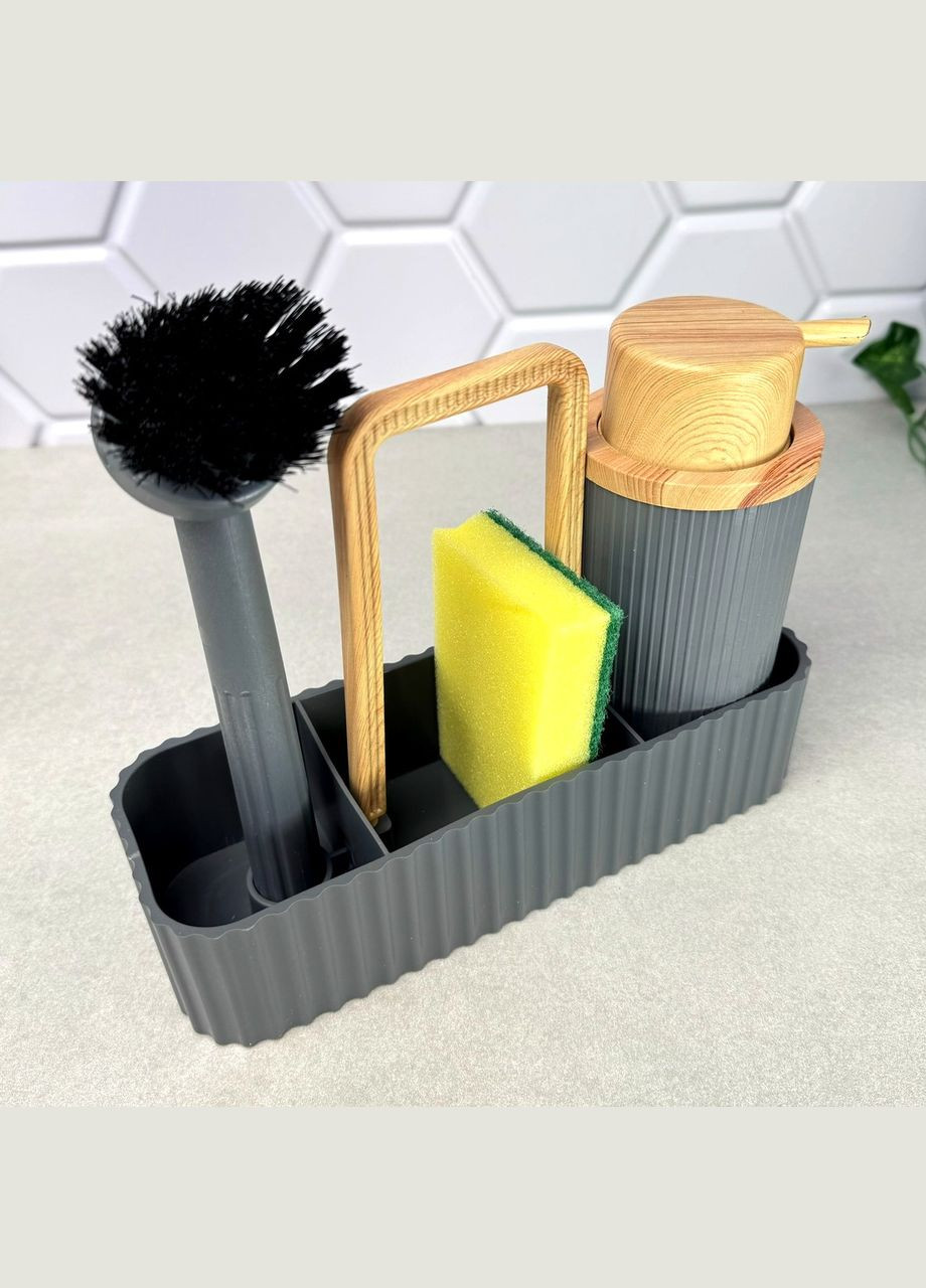 Набір аксесуарів для кухонної мийки 4 предмера Сірий BT-4504 Eurogold (303428857)