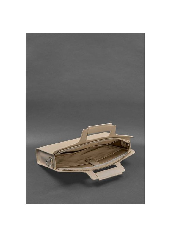 Сумка жіноча шкіряна через плече для ноутбука та документів світло-бежева BlankNote (302008068)