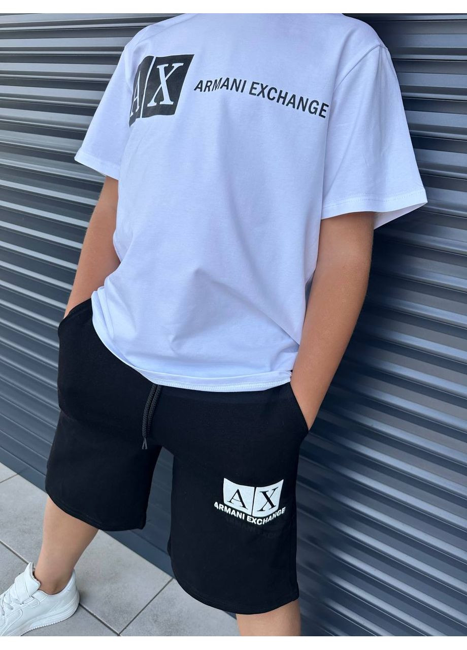 Чорно-білий літній костюм футболка + шорти хлопчик No Brand