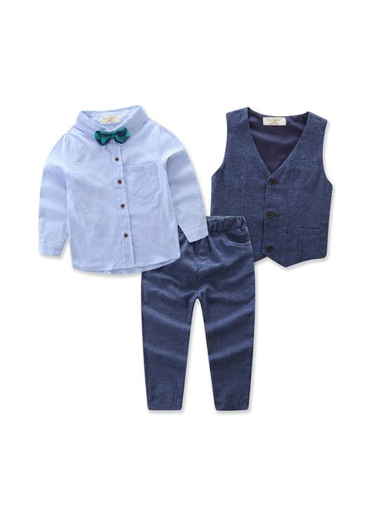 Синий демисезонный костюм детский брючная тройка с бабочкой ( ) (5701) Qoopixie