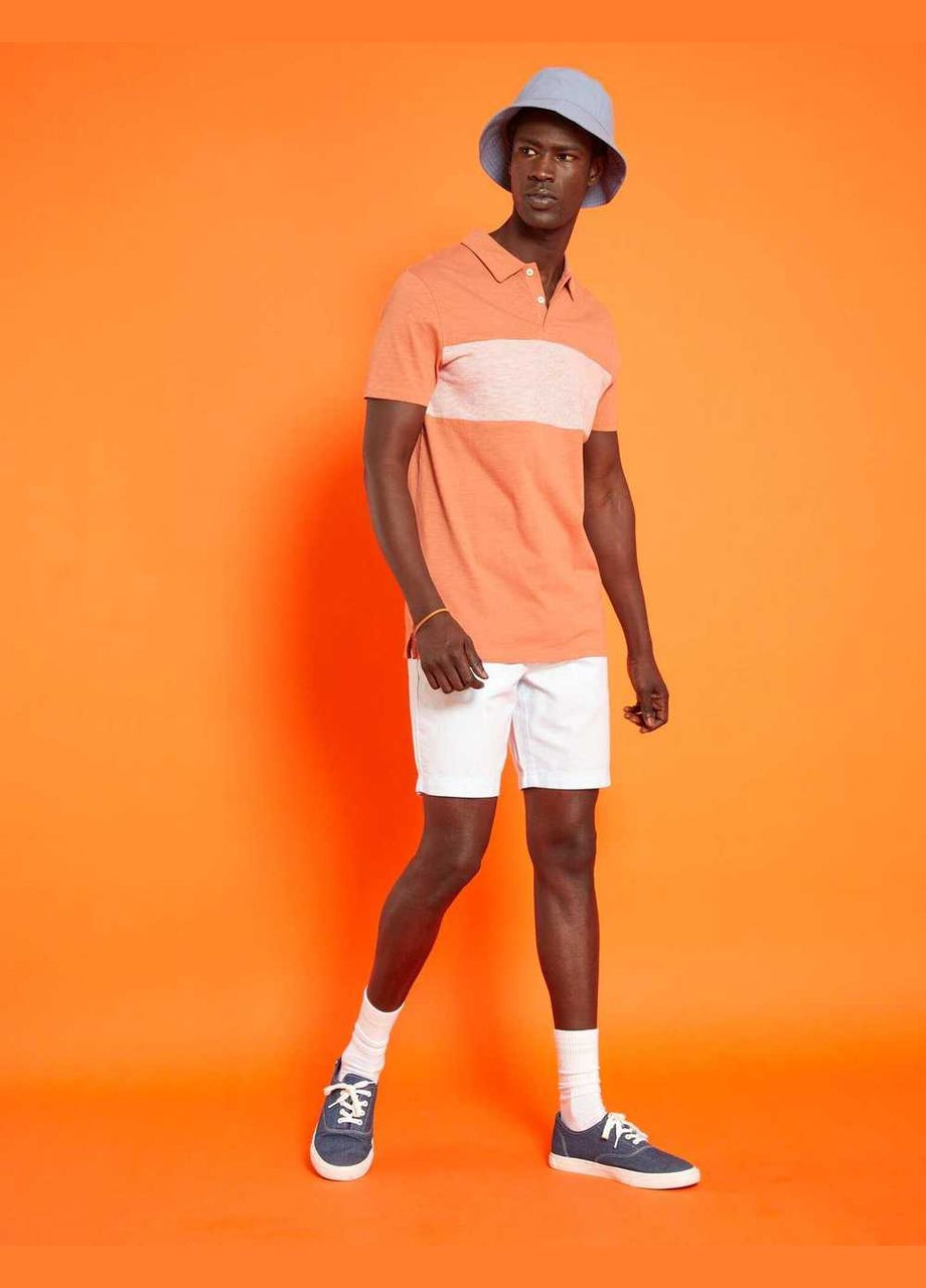 Светло-оранжевая футболка-поло лето,кирпичный, для мужчин Kiabi