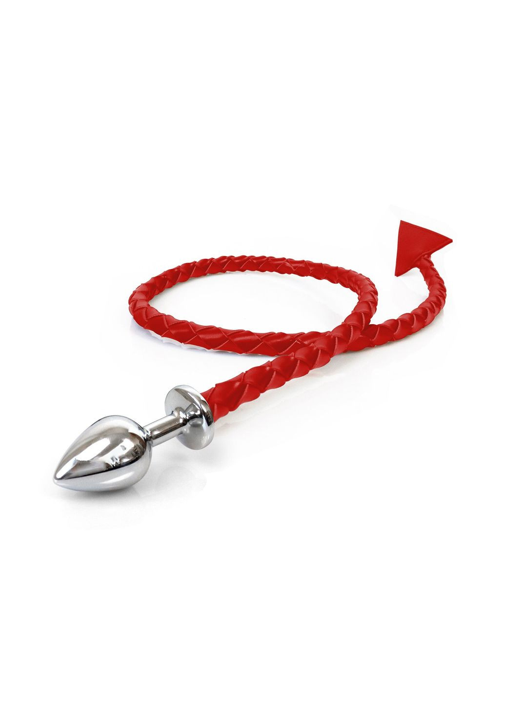 Металева анальна пробка L з диявольським хвостом Succubus, екошкіра, червоний Art of Sex (297587667)