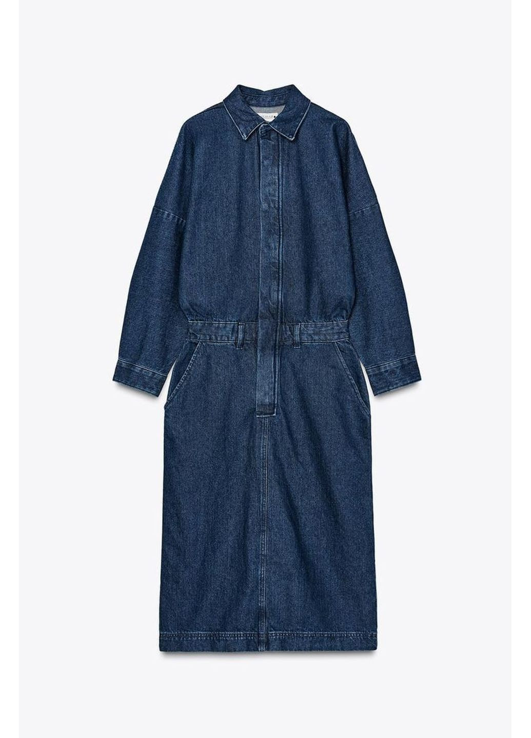 Синее джинсовое платье миди Zara