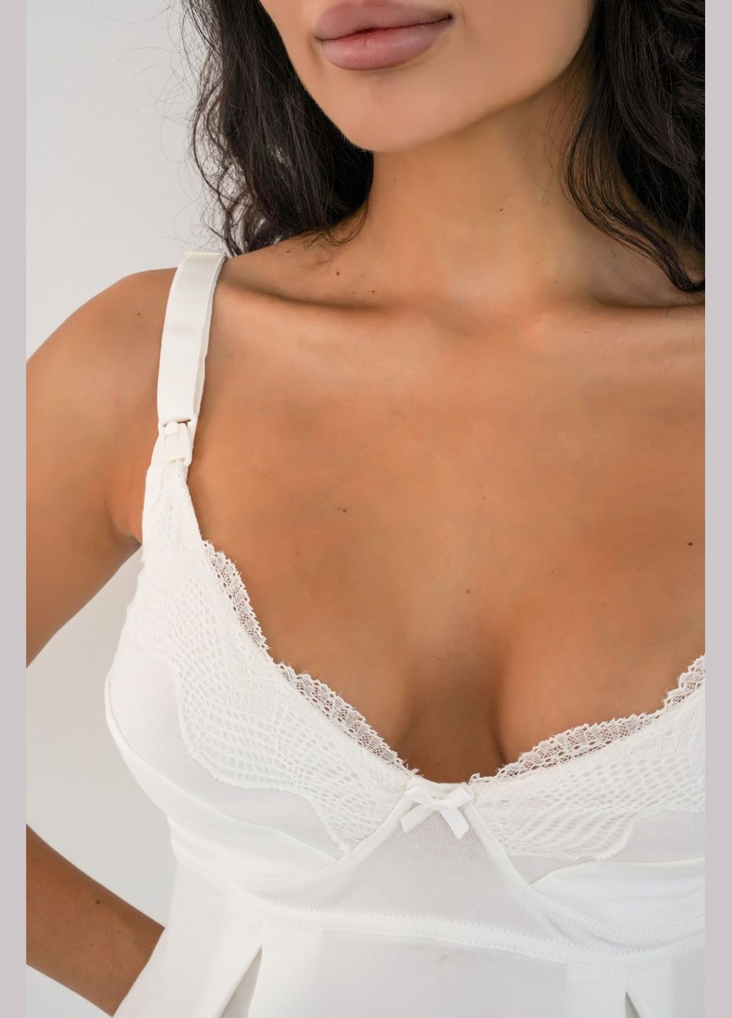 Нічна бавовняна сорочка для годуючих мам Мамин Дім 24182 Soft&Lace milk (303361167)