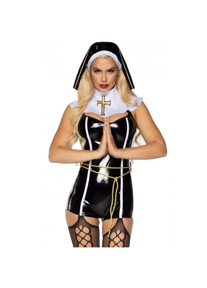 Костюм черниці,, з вінілу, чорного кольору Leg Avenue (347315312)