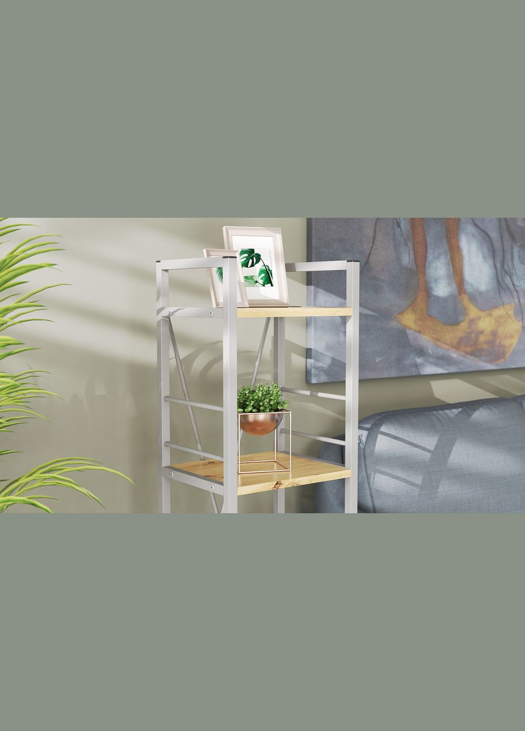 Етажерка 4/34 Серії Коннект 120x34x28 сірий ДСП Дуб Артізан 16мм (FRD-104285) Ferrum-decor (353498505)