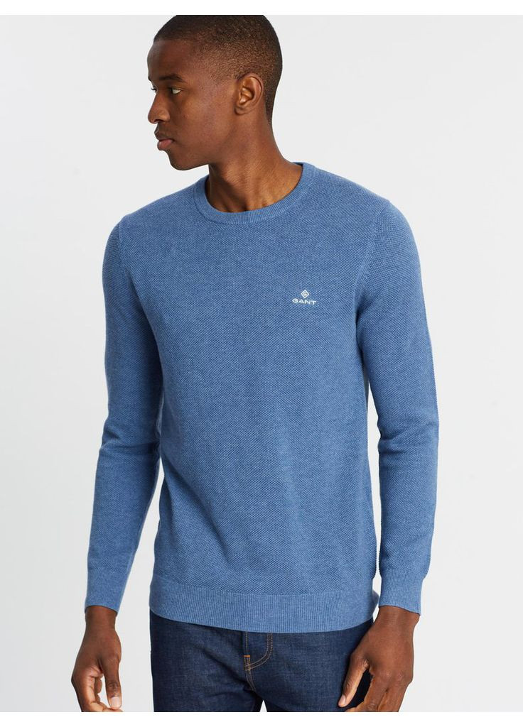 Синий свитшот 80021-907 mid denim blue melange Gant (364489467)