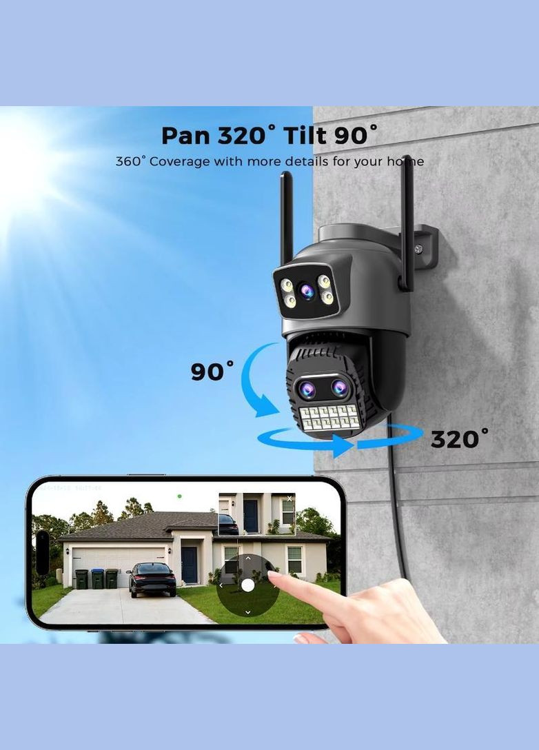Уличная камера видеонаблюдения A22YQ 15MP Wifi PTZ DC12V 2 A A22YQ-10MP-EU Besder (317311108)