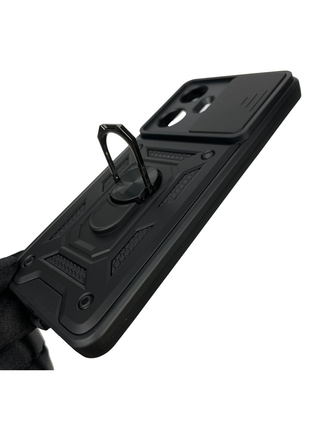 Чохол для C55 броньований з кільцем зі шторкою на камеру на реалмі с55 чорний rg1 Realme (366021127)