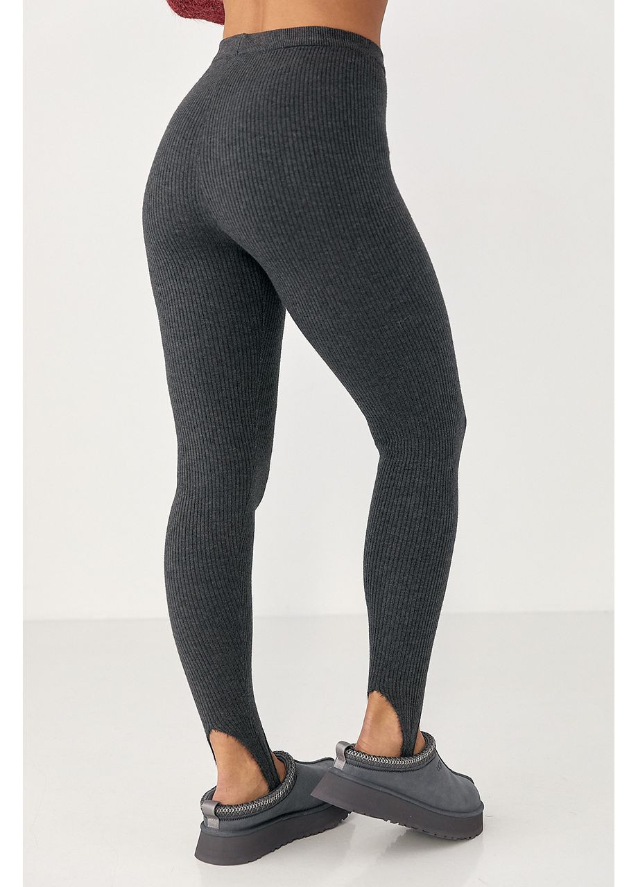 Утепленные лосины в рубчик со штрипками - серый цвет Lurex (370601950)