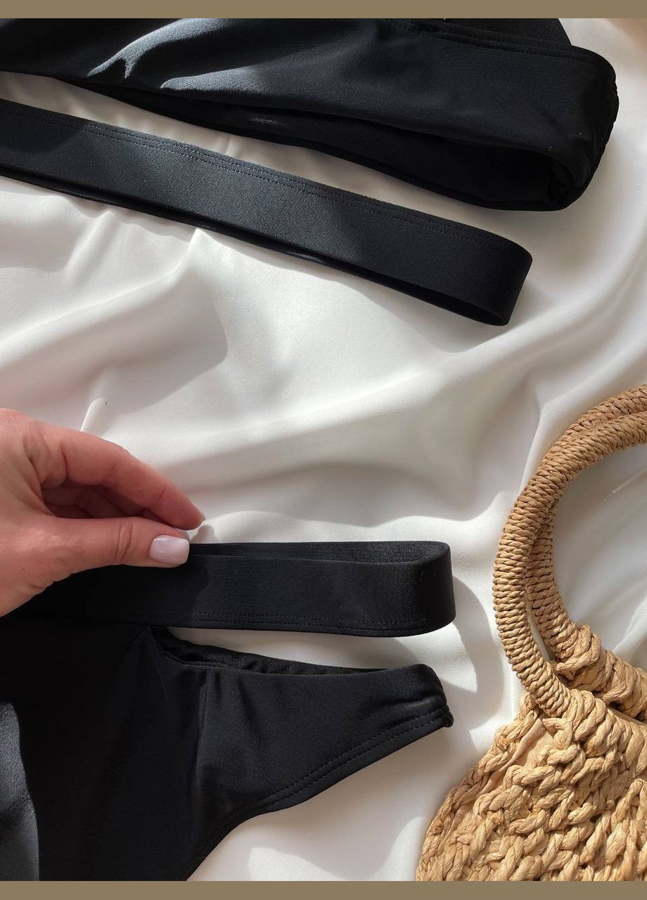 Чорний демісезонний купальник роздільний, бікіні, бандо Domino