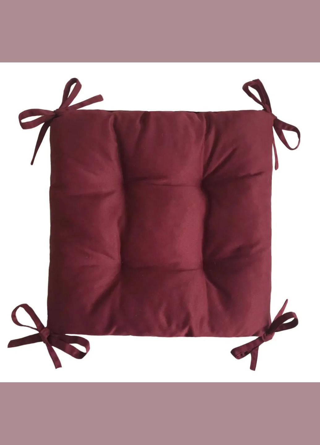 Подушка на стілець 55х55х8 см бордовий No Brand (324828495)