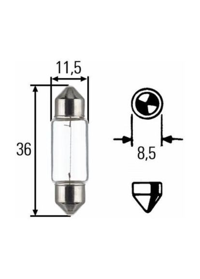 Лампа розжарювання, C5W 12V 5W SV8,5 Long Life Hella (362091912)