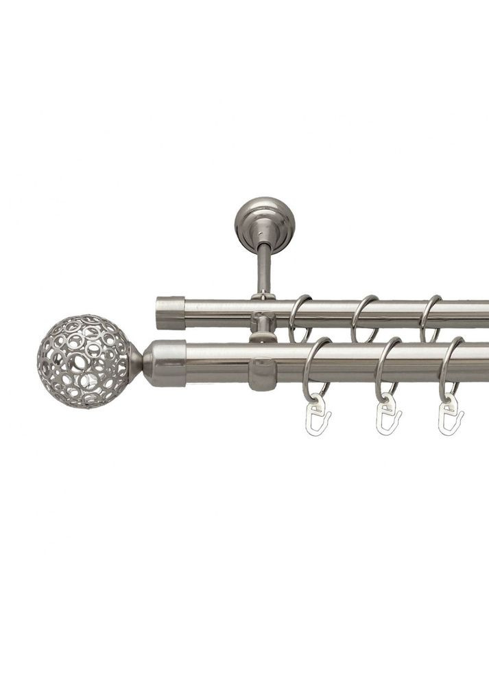 Карниз Савона металевий дворядний відкритий гладка труба Нержавіюча Сталь 25\19 мм 160 см (7075463) ORVIT (300797748)