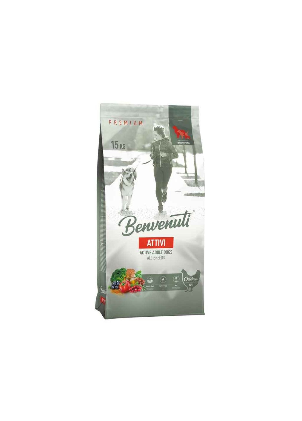 Корм для собак 15кг (Сухий) AKTTIVI для активних собак усіх порід PREM Benvenuti (362716844)