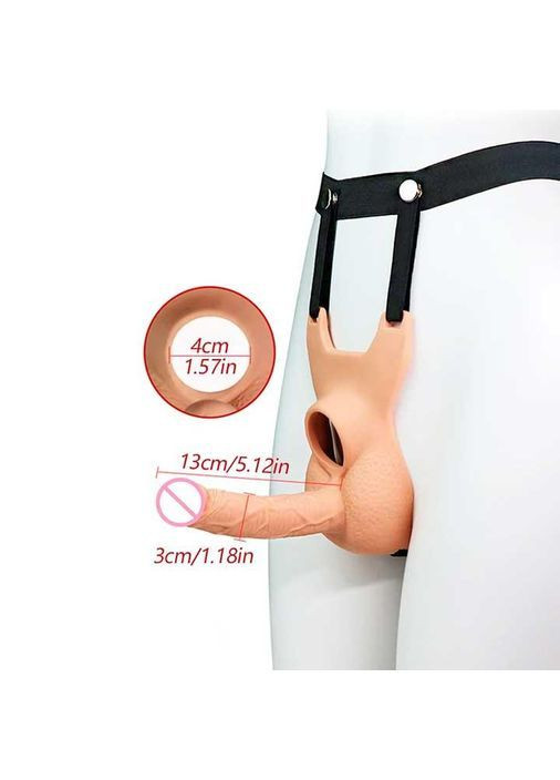 Анальный фаллоимитатор на ремне для двойного проникновения Lovetoy Vibrating Unisex 10 режимов вибрации No Brand (366892057)