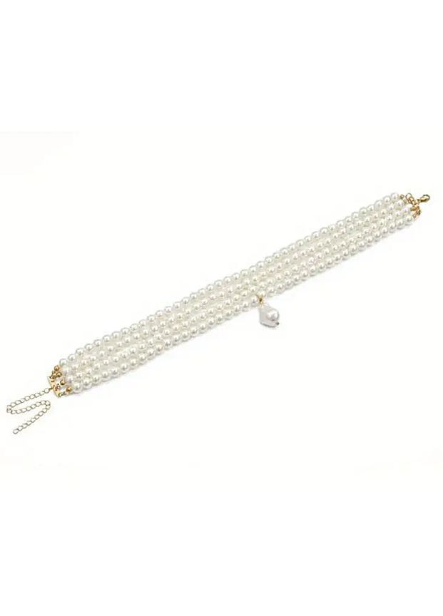 Колье Ожерелье Чокер широкий жемчужинки (имитация) No Brand (366668023)