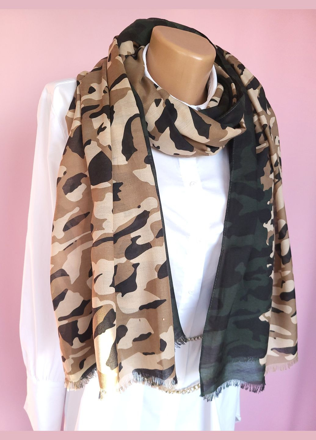 Шарф-палантин женский весна-осень в милитари принт 182х100 см SAMAYA (294985866)