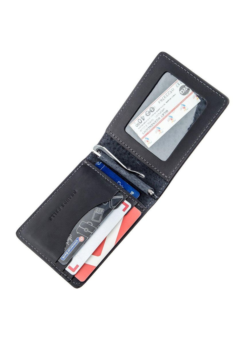 Стильний затискач для грошей вінтажний 11194 Чорний Grande Pelle (317276252)