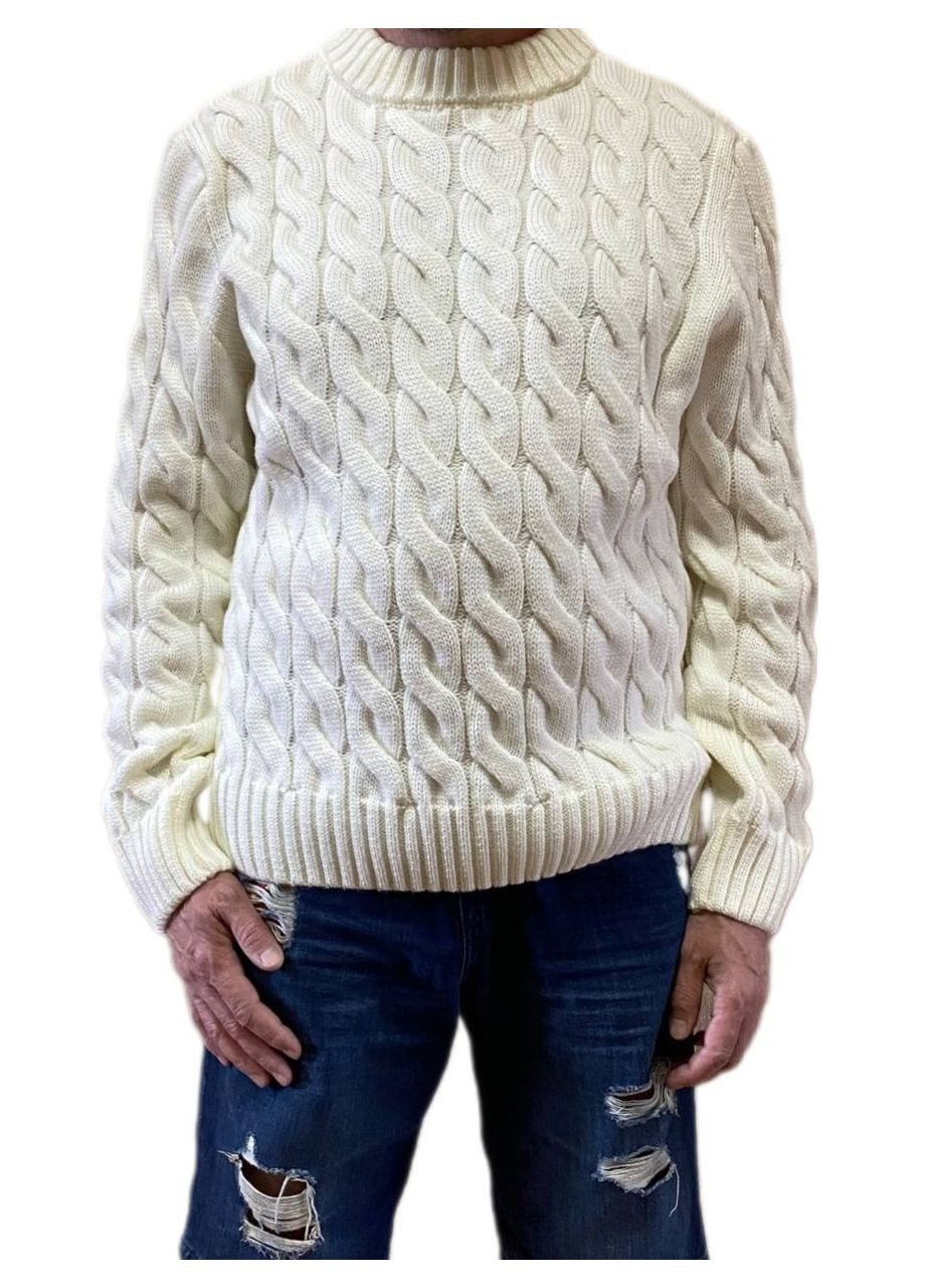 Молочний зимовий вовняний светр Berta Lucci