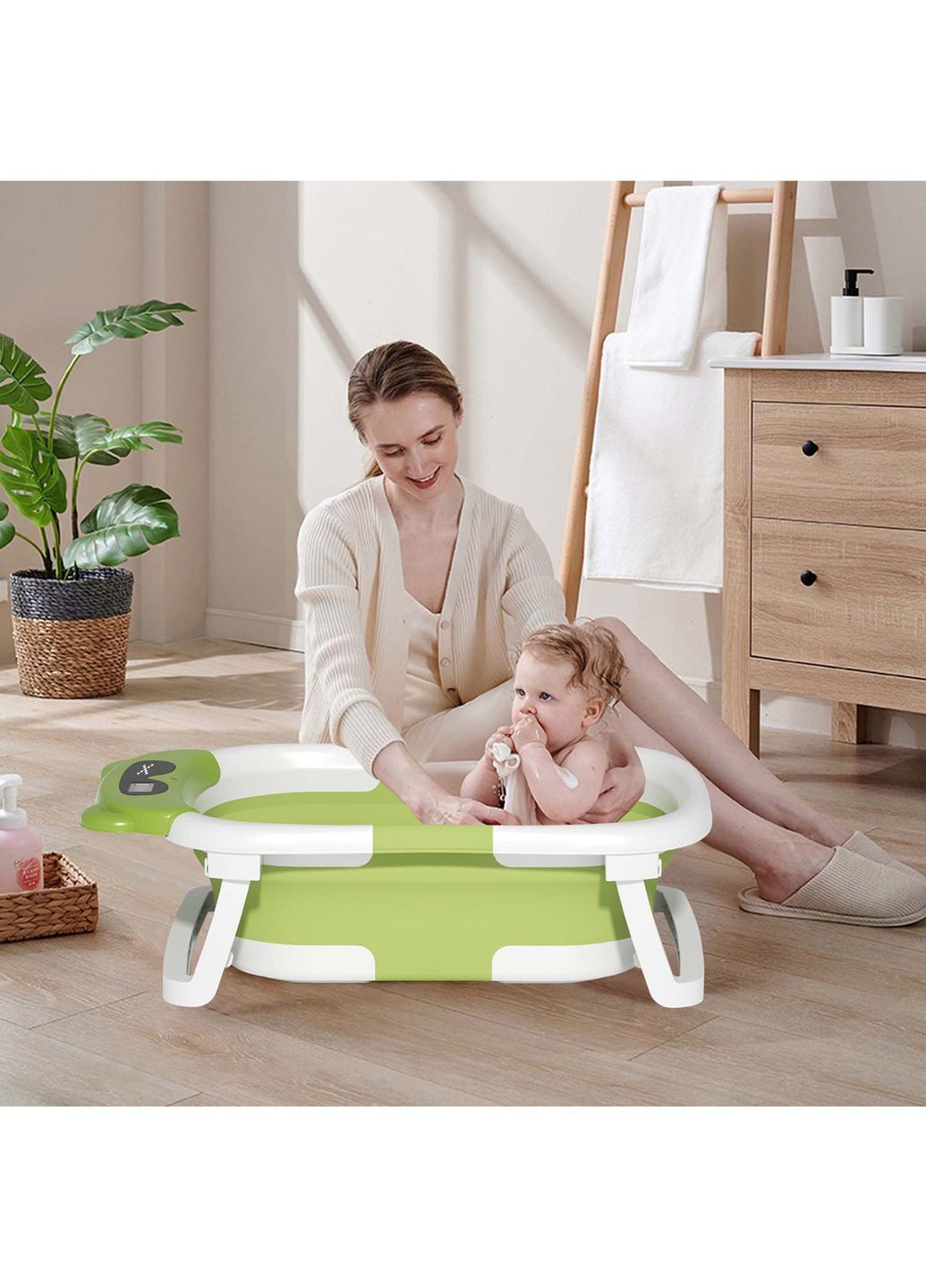 Складна дитяча ванночка для купання новонародженої дитини з термометром, зливом та подушкою Yu Xin (341724417)