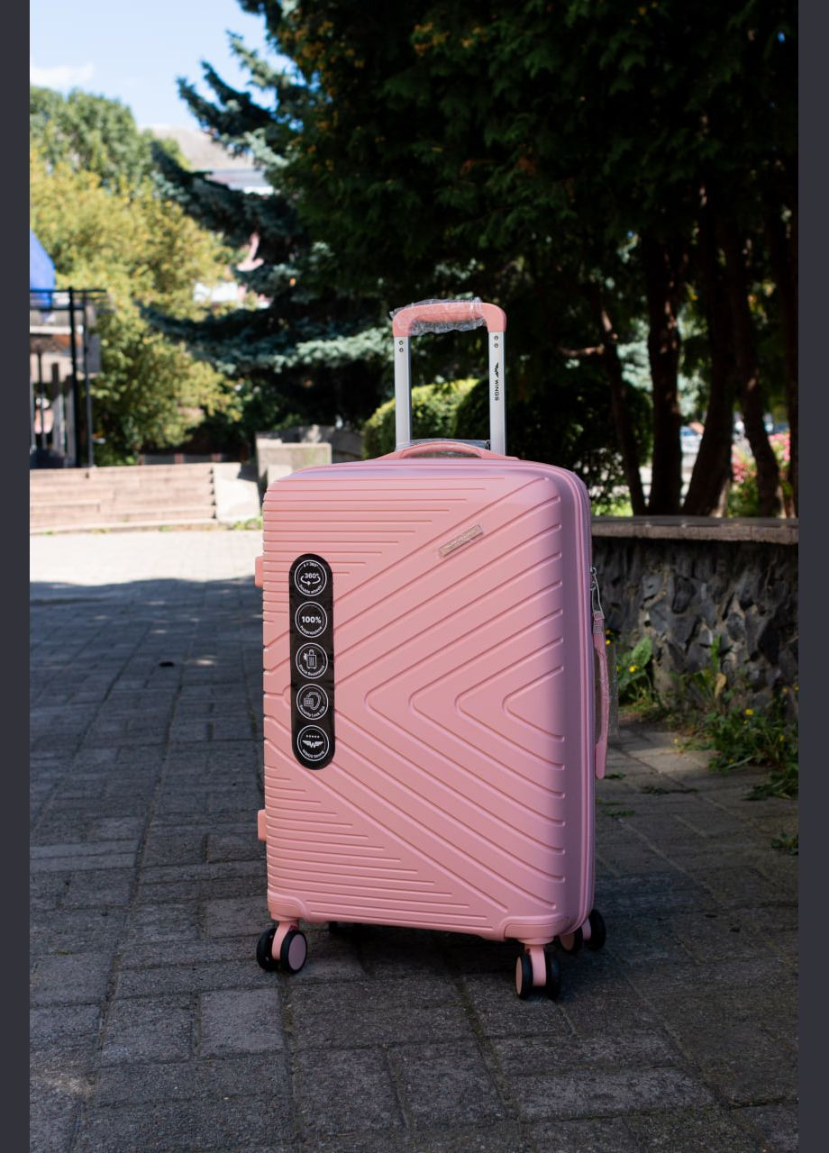 Валіза пластикова поліпропілен 100% 181-05 середня M сірий Wings 18105 (323016933)