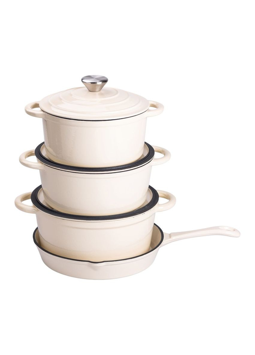 Набор чугунной посуды для приготовления 3 кастрюли и сковорода с эмалированным покрытием HP-1-6 No Brand (353503422)