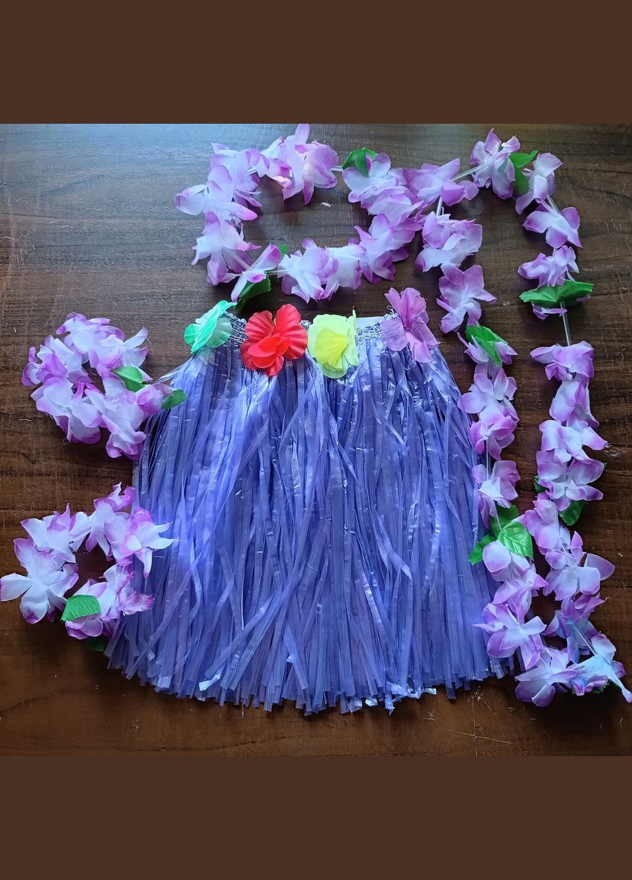 Костюм для гавайської вечірки, гавайські леї, гавайська спідниця 30 см, браслети, пов'язка на голову No Brand (363115214)