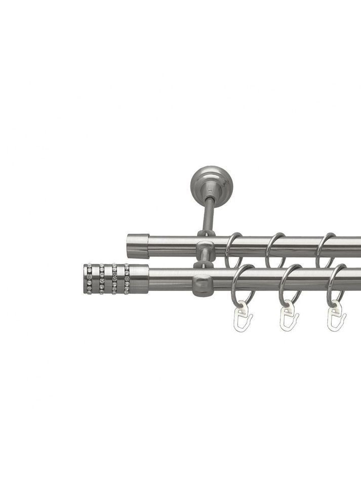Карниз Барамелла металлический двухрядный открытый гладкая труба Нержавеющая сталь 19\19 мм 160 см (00-00016050) ORVIT (300281773)