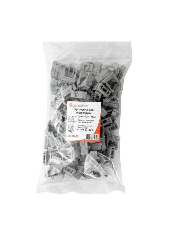 Кріплення для гофротруби Ø32 мм, отвір Ø5 мм, 50 шт. Electro House (346089010)