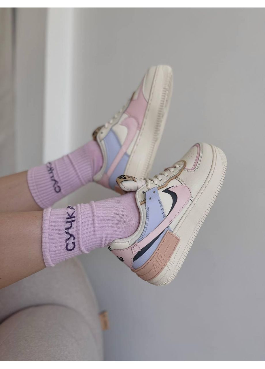 КРОССОВКИ ЖЕНСКИЕ NIKE AIR FORCE SHADOW BEIGE PINK НАЙК АИР ФОРС 1 ПРЕМИУМ No Brand розовые демисезоны (368887693)