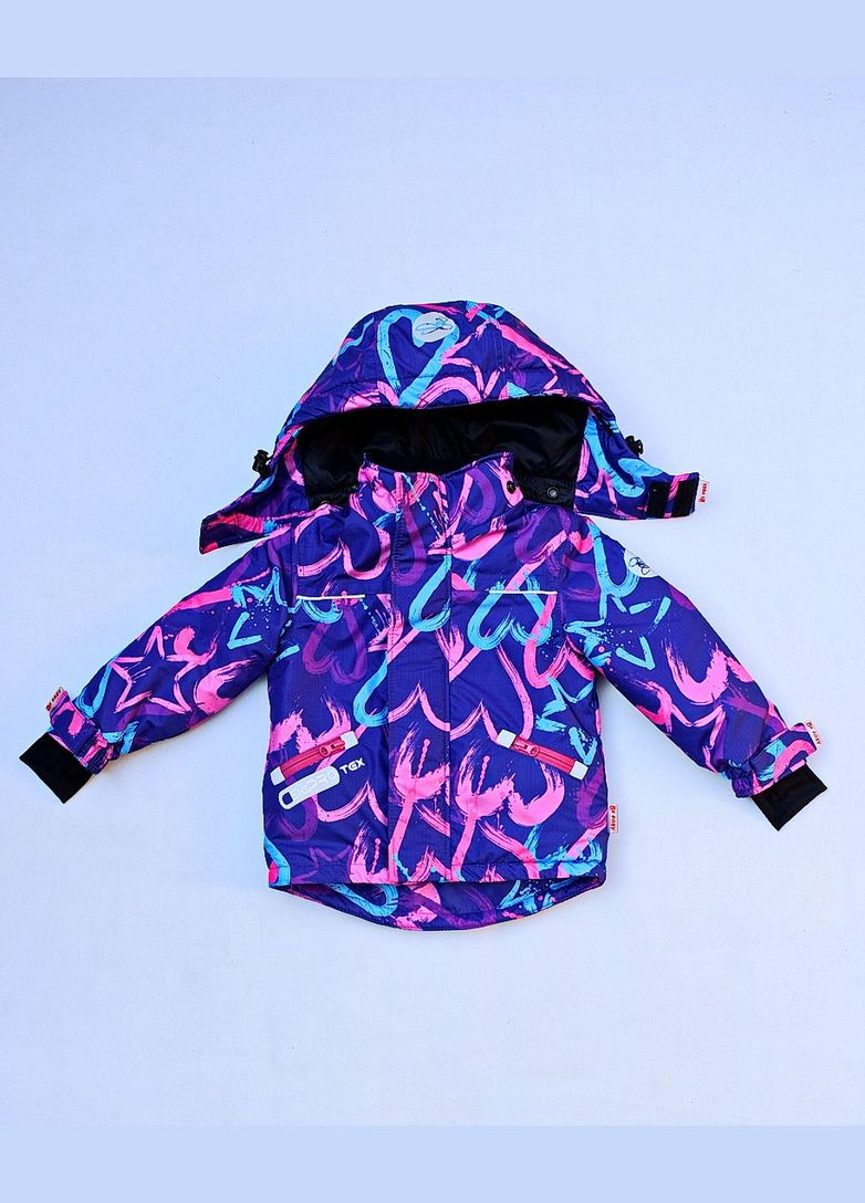 Комбинированная детская зимняя термо куртка для девочки 5777 92 см 5777 сердечки Be easy