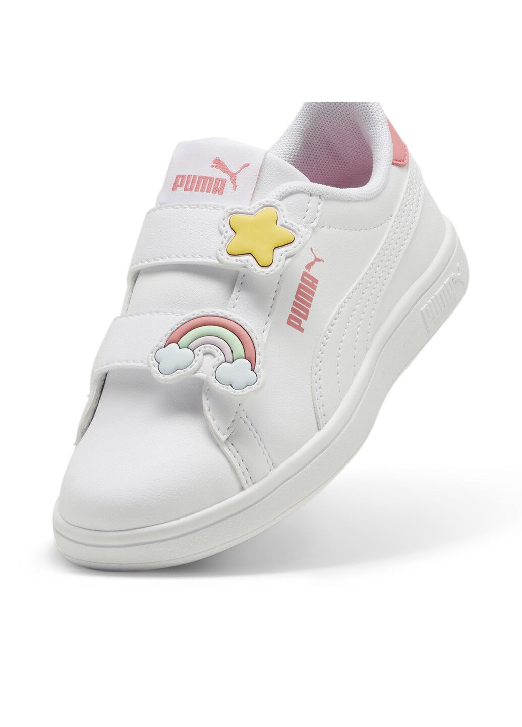 Белые всесезонные детские кеды smash 3.0 badges kids' sneakers Puma