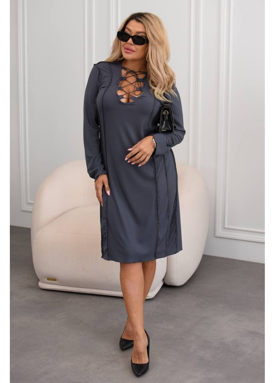 Графітова жіноча сукня в рубчик Osoblyva
