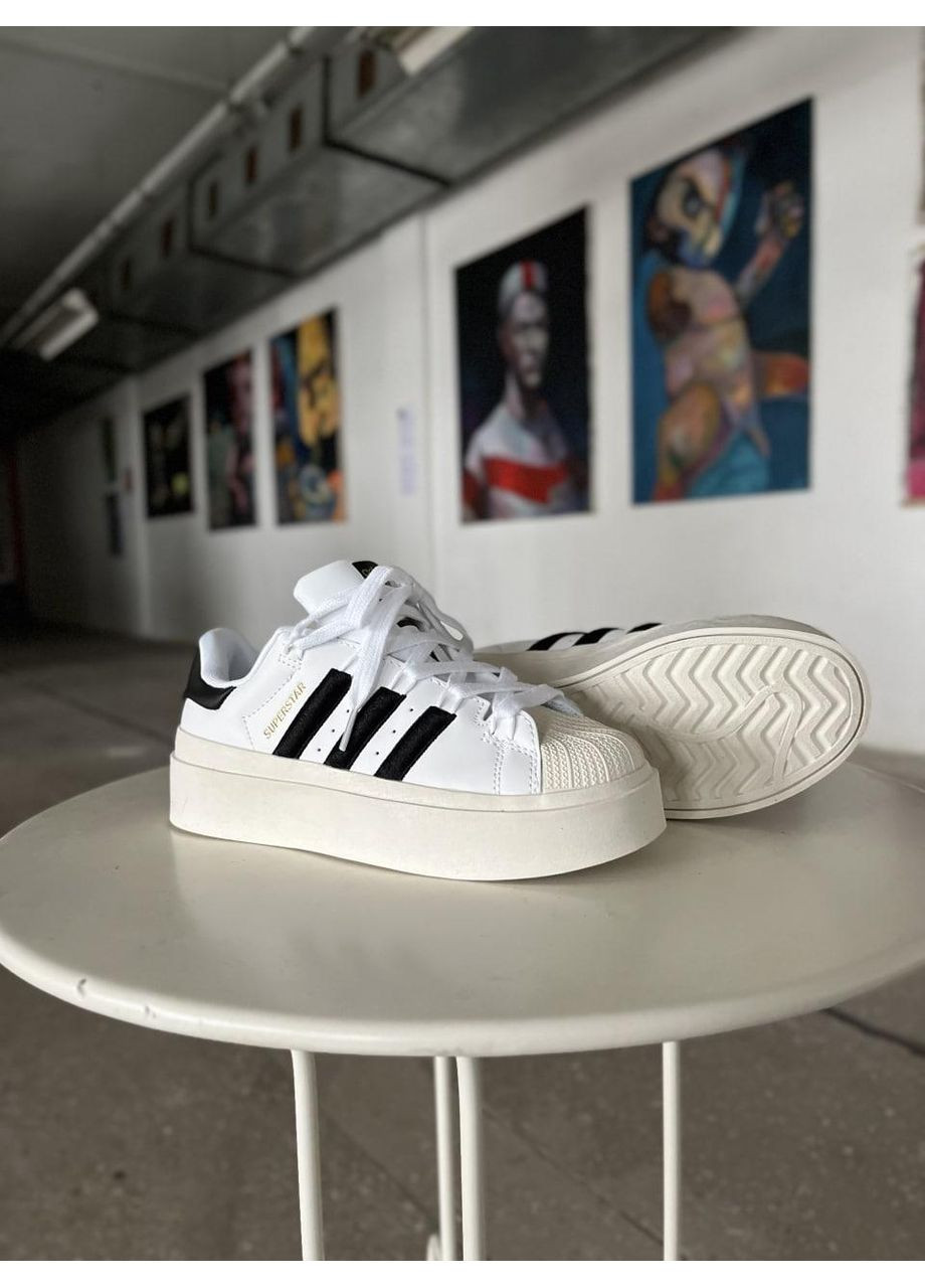 Чорні Осінні кросівки чоловічі adidas superstar bonega black white адідас суперстар No Brand