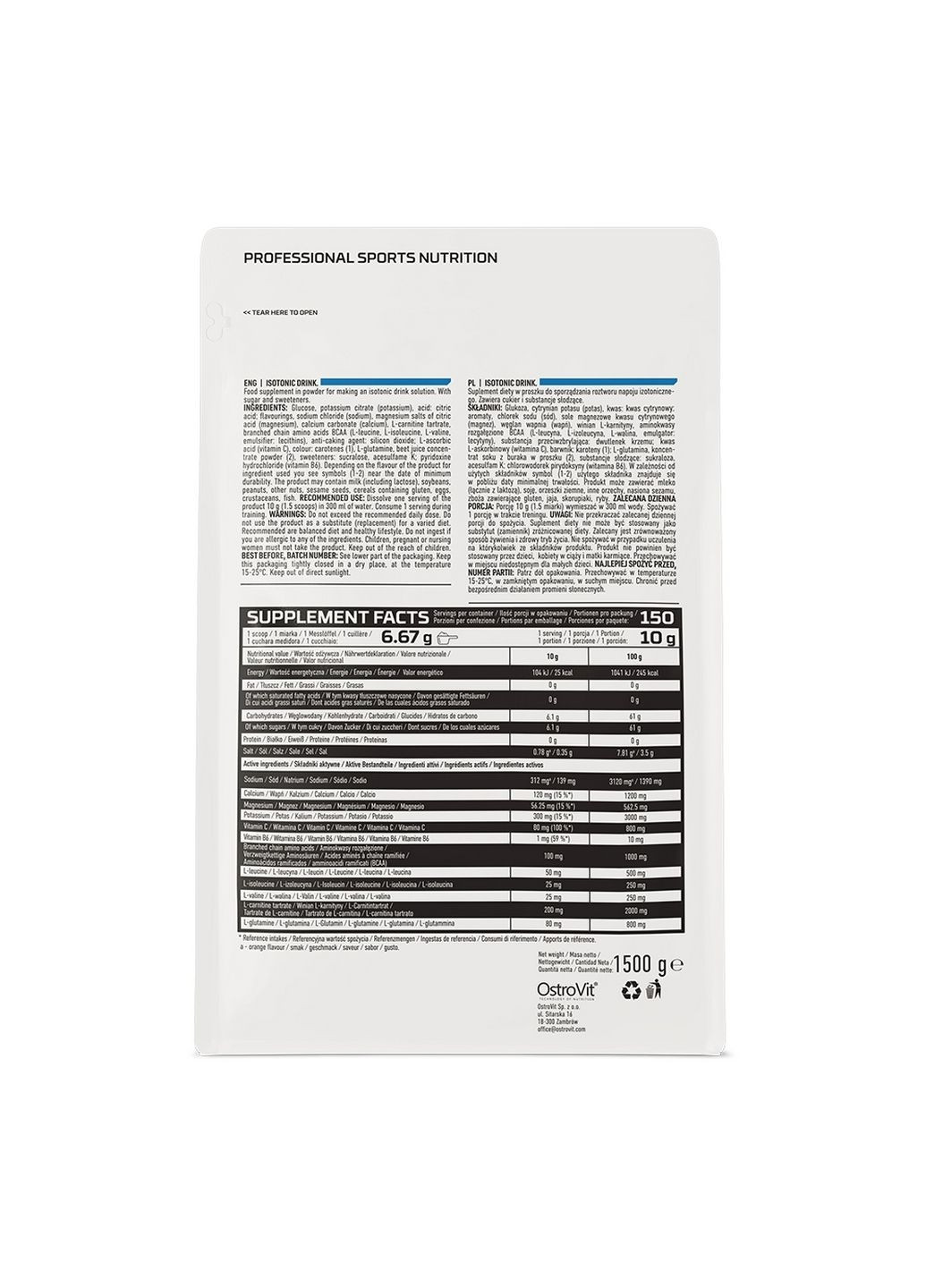 Ізотонік Isotonic, 1.5 кг Лимон-м'ята Ostrovit (315874213)