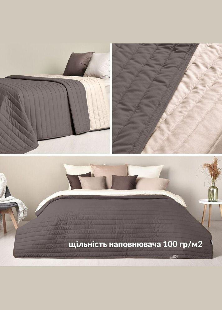 Покрывало на кровать 220х240 см. Люкс двухстороннее, прочная стежка ткани, антиаллергенное волокно беж. IDEIA (334726872)