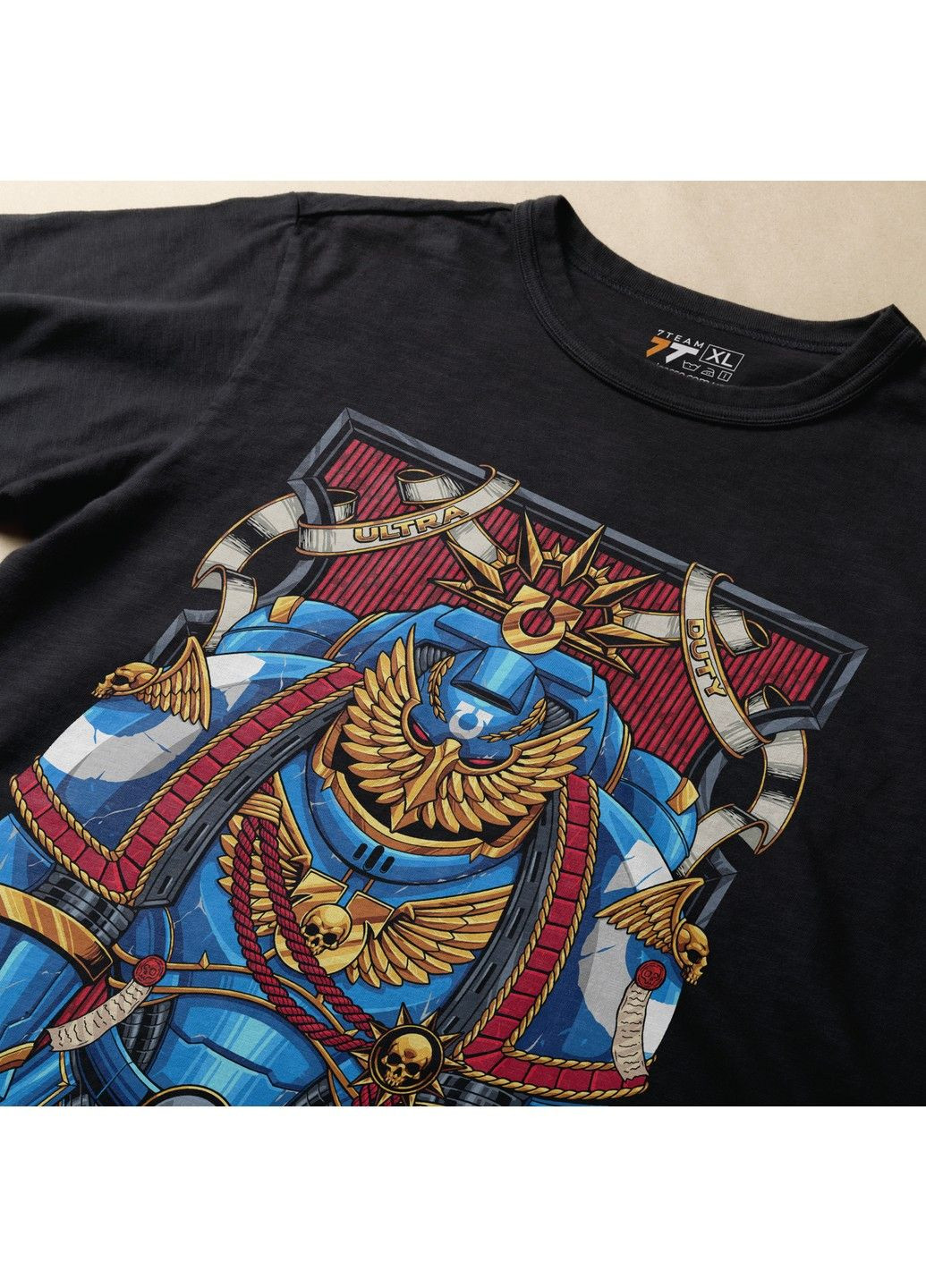 Чорна футболка з принтом warhammer 40k - ultramarines No Brand