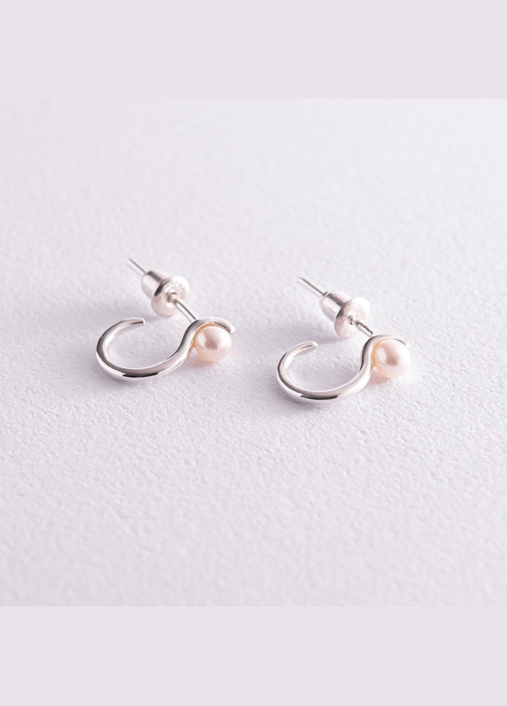 Срібні сережки - пусети Міранда з перлами 123201 Oniks (264022491)