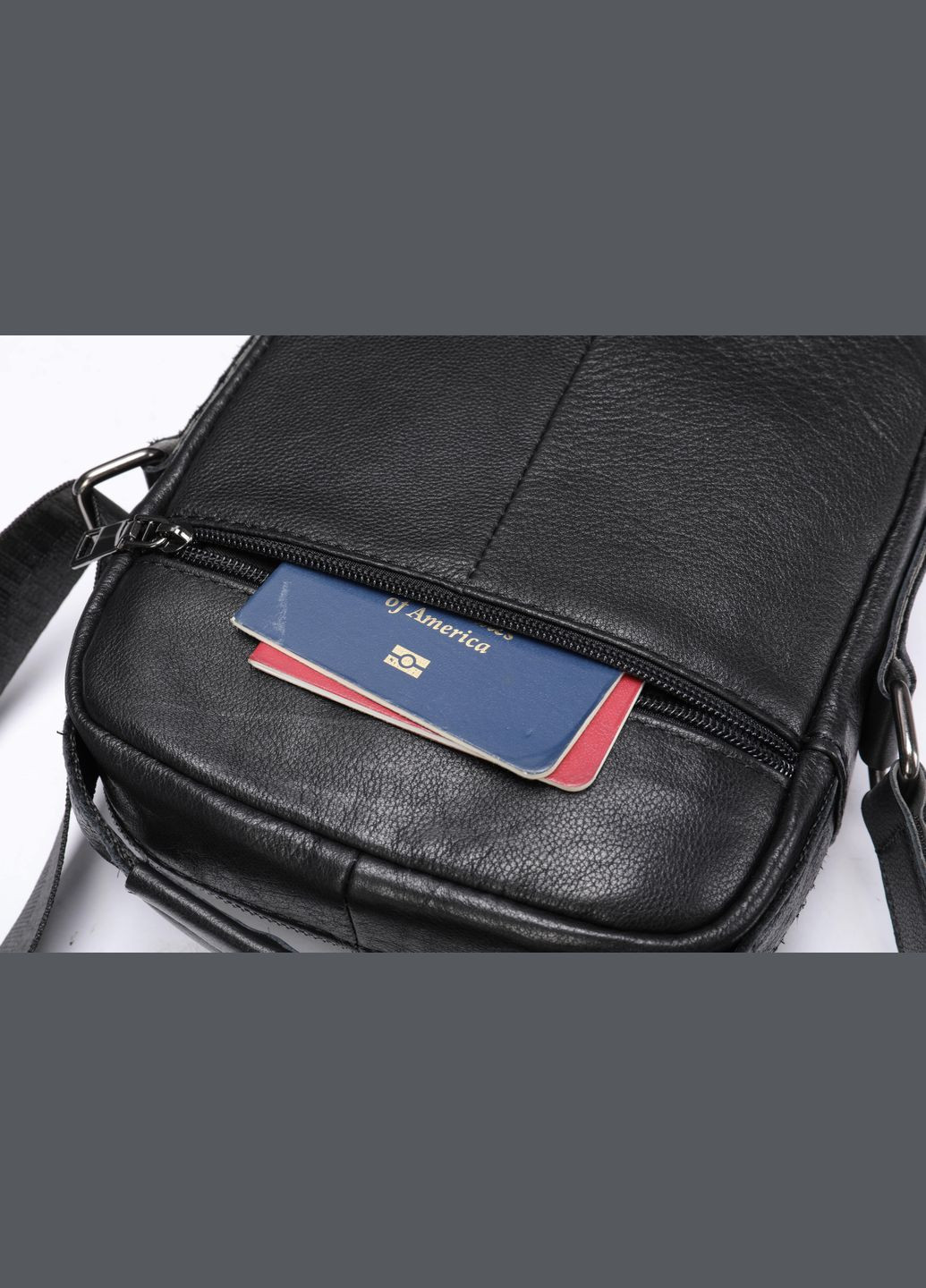 Кожаная сумка кросс боди мужская мессенджер через плечо черная 20366 Vintage (329195377)