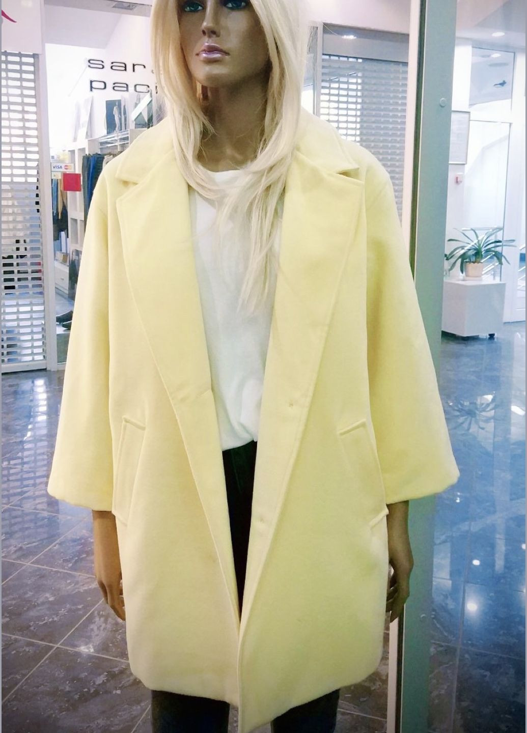 Желтое демисезонное Шикарное пальто женское owersize оверсайз QUARTETTO
