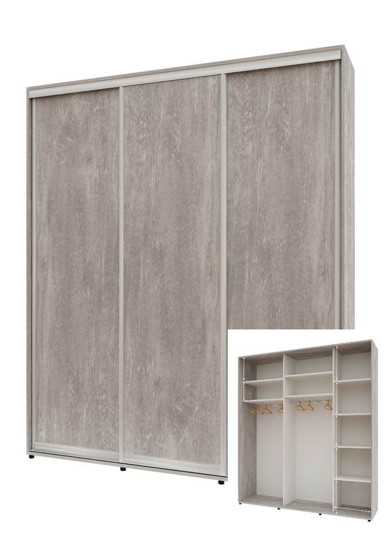 Шкаф-купе трехдверный Комфорт Мебель 180*60*220 см Бетон 3 двери ДСП Стандарт Комфорт Меблі (360458133)